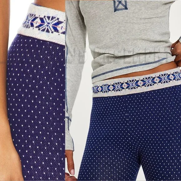 Free People M Intimately FP Falala Midnight Combo Fair Isle deer sweater Legging - Picture 9 of 10
